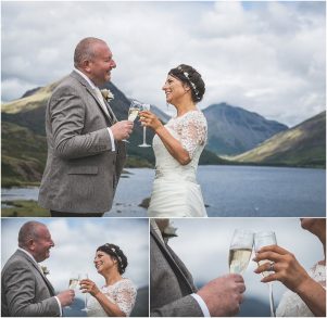 Champagne at Wast Water Wedding Photography